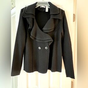 Carole Little black ruffled sweater blazer -L